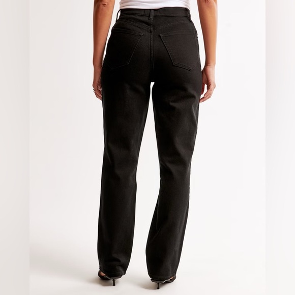 NWT Abercrombie & Fitch Curve Love The 90s Straight Ultra High Rise Black 31 12s - Picture 4 of 12